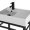 Modern Ceramic Console Sink With Counter Space and Matte Black Base, 24